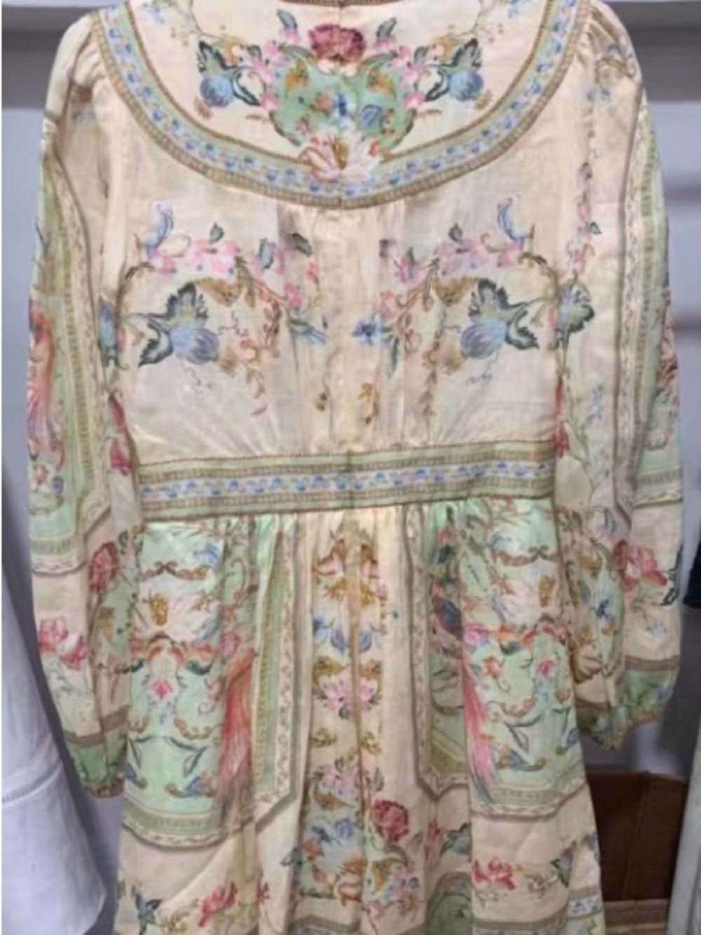 Zimmermann Cream Floral Long Sleeve Boho Dress with Pastel Accents - Picture 2 of 4